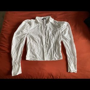Puff shoulder button down shirt